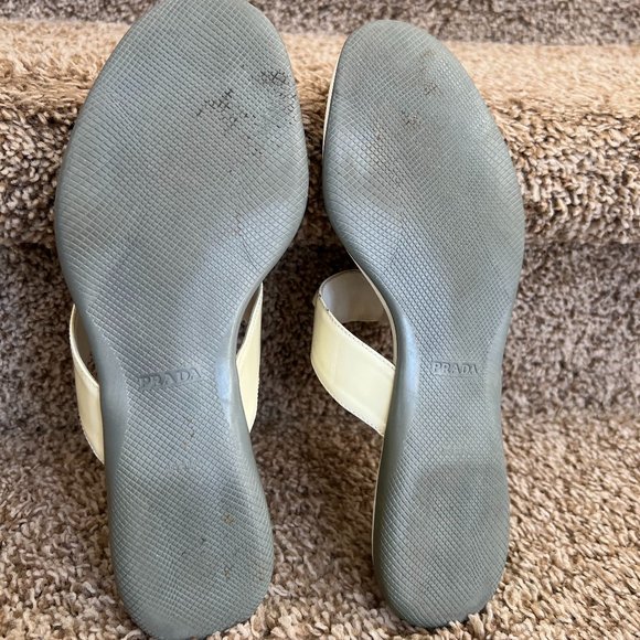 Prada Women's White Patent Leather Thong Sandals - - Picture 13 of 16